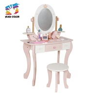 Offre Spéciale enfants maquillage semblant jouer coiffeuse en bois rose avec tabouret W08H188