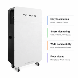 แบตเตอรี่ EXLIPORC 16kWh 400V HV LiFePO4 ความจุ 256kWh ขยายได้ พร้อมระบบ DC Boost สำหรับสำรองไฟบ้านทั้งหลัง มาตรฐาน IP65 CE ระบายความร้อนด้วยอากาศ ติดตั้งบนพื้น โรงงานผลิต - Product Image 1