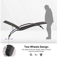 Chaise longue d'extérieur en rotin PE, dossier réglable, pour piscine, jardin, patio, plage - Vente flash