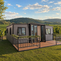 Maison conteneur préfabriquée pliable et extensible 20ft 40ft, mini-maison modulaire mobile 2-3 chambres, cabane de luxe portable