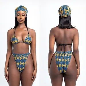 Boho Tribal baskılı yüksek bacak tanga seksi mayo Bikini seti tasarımcı Bikini setleri Bikini bandaj