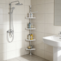 Étagère de rangement autoportante réglable en acier inoxydable, organisateur de salle de bain, support de sol en métal pour articles de toilette
