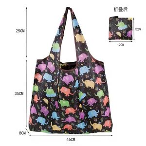 Wholesale Custom Waterproof Grocery Folding Tote Reusable Washable <b>Foldable</b> Polyester Shopping <b>Bag</b> With Print Logo - Product Image 2
