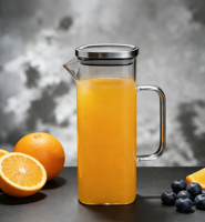 Carafe à eau en verre grande capacité avec couvercle filtrant en acier inoxydable, pichet transparent pour limonade, jus, thé glacé avec poignée
