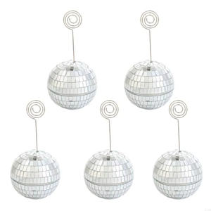 Soporte para Tarjetas de Lugar con Diseño de Bola de <span class=keywords><strong>Discoteca</strong></span>, Soporte para Números de Mesa, Soporte para Fotos, Clips para Tarjetas de Nombre con Alambre en Espiral para Navidad, Bodas y Fiestas - Product Image 4