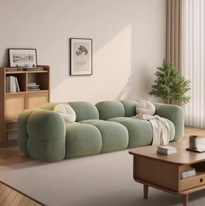 Sofá Modular de Diseño Moderno en Color Crema para Sala de Estar, Juego de Puffs de Material de Pana de Color Sólido, Muebles Reclinables - Product Image 3