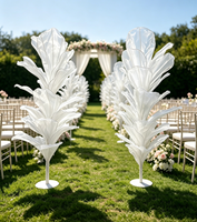 S-0053 GY Centre de table en organza blanc sur mesure, fait main, grand et haut, fleurs artificielles géantes pour la décoration d'événements de mariage