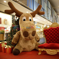 Vente en gros d'affichage publicitaire pour centre commercial géant de Noël modèle de renne gonflable mascotte en peluche avec accessoire de souffleur