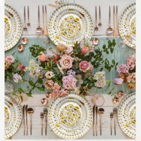 Service de vaisselle en porcelaine fine à motif floral naturel pour mariage, maison et restaurant