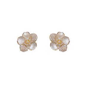Haute qualité luxueux cuivre boucles d'oreilles élégant Zircon fleur conception élégant bijoux à la mode pour les femmes cadeau personnalisable - Product Image 5