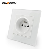 BAOBEN Interrupteur mural et prise multifonctionnels en verre trempé blanc 13A, norme britannique, européenne et américaine, USB Type-C