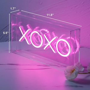 Enseigne XOXO en néon, boîte lumineuse LED USB de bureau, enseigne de bar en néon rose, enseigne murale 3D pour fête, taxi, hôpitaux et entreprises - Product Image 6