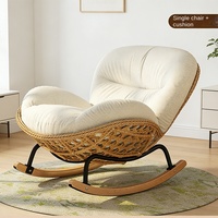 Fauteuil à bascule en rotin tressé en fer de style nordique moderne et minimaliste pour balcon extérieur et salon domestique