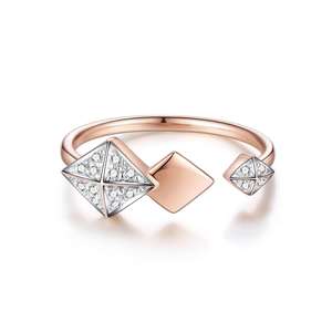 Joyería fina Diseños de moda Conjunto de joyería elegante Anillo de diamante natural real de oro rosa de 18 quilates para mujer - Product Image 2