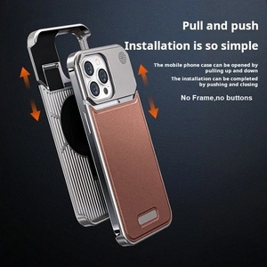 <span class=keywords><strong>Coque</strong></span> de téléphone magnétique en <span class=keywords><strong>cuir</strong></span> d'aluminium 2in1 pour <span class=keywords><strong>iPhone</strong></span> 13 14 15 Pro Max <span class=keywords><strong>coque</strong></span> d'aromathérapie sans cadre en métal housse antichoc - Product Image 1