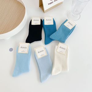 HEHE Logo personnalisé Chaussettes Femmes D'été Blanc <span class=keywords><strong>Bas</strong></span> Mince Moyen Tube <span class=keywords><strong>Bas</strong></span> Ins Morandi <span class=keywords><strong>Bleu</strong></span> Clair D'été Pile <span class=keywords><strong>Bas</strong></span> - Product Image 2