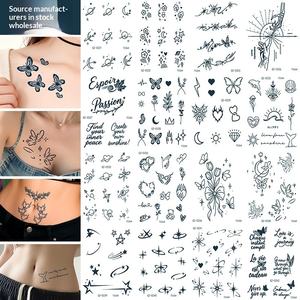 Lot de 10 autocollants de <span class=keywords><strong>tatouage</strong></span> temporaire personnalisés en papier, imprimés par transfert d'eau, 3D, petits, frais, noirs, pour visage et corps, tatouages tendance - Product Image 2