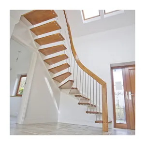 Cantilever escadaria de madeira pinho maciço degraus de escada de madeira escada flutuante com led