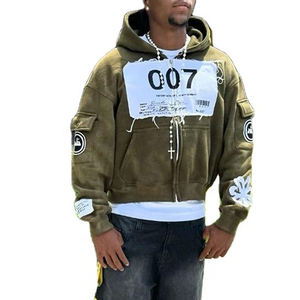 Fabricant OEM de vêtements de rue personnalisés, sweat à capuche 100% coton à épaules tombantes et à fermeture éclair surdimensionnée pour hommes - Product Image 5