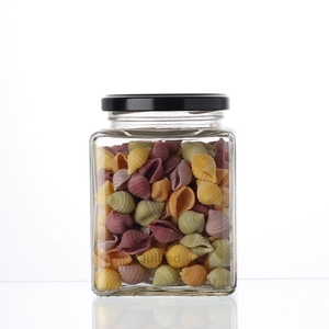 Honigtopf, Marmeladenglas, eingelegtes Gemüse im Glas, Glasbehälter mit Golddeckel, quadratischer Honigtopf, Glasbehälter für Sauce - Product Image 4