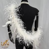 Écharpe de costume de scène épaisse et lourde pour performance de carnaval, boas en plumes d'autruche brûlées et duveteuses avec plumes de coq rayées