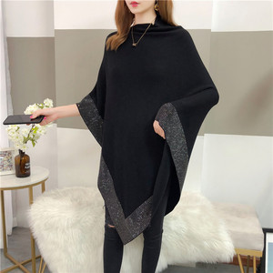 Nouvelle Collection Automne Hiver : Poncho Cape Pull-over en Tricot à Motif Losanges, Ample, Grande Taille, Uni, pour Femme, Gris - Product Image 6
