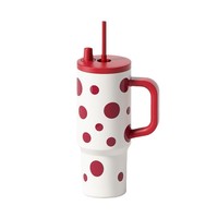 Tumbler Genggam 710ml, Lapisan Dalam Baja Tahan Karat 316L, Cangkir Sedotan Terisolasi, Sedotan Tritan, Alas Anti Selip, Mug Air Minum untuk Perjalanan, Custom