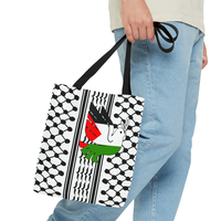 Sac fourre-tout Kefiyeh palestinien noir blanc avec colombe de la paix sur un côté Gaza Palestine travail pour la paix sac fourre-tout en toile