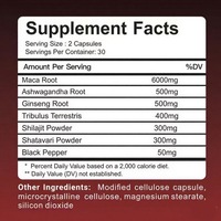 Extrait de racine de maca Smart Health en capsules naturelles pour hommes, compléments alimentaires à base de plantes, 7 ingrédients naturels, 60 capsules en vrac, Smart Health
