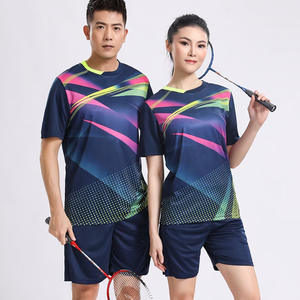 Pakaian olahraga lengan pendek uniseks, setelan tenis Badminton/voli/tenis meja untuk dewasa, teknik cetak - Product Image 3
