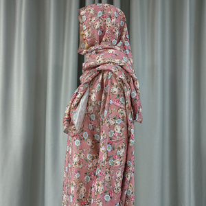 Nuovissimo Abito Musulmano in Cotone con Hijab e Sciarpa, Veste Dubai <span class=keywords><strong>Turchia</strong></span>, <span class=keywords><strong>Abbigliamento</strong></span> da Preghiera, Abito Ampio Floreale per <span class=keywords><strong>Donne</strong></span> del Medio Oriente e Africa - Product Image 4