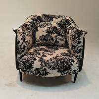 Fauteuil d'appoint en velours imprimé, pieds en acier carbone, fauteuil de salon moderne