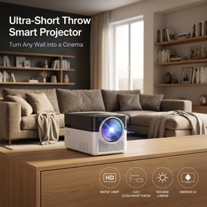 Projecteur Home Cinéma Natif 1080P 900 Lumens ANSI Ultra Courte Focale 0.6:1 Smart Android 14 WiFi Logo Personnalisé - Product Image 1