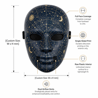 Masque facial complet en plastique personnalisé avec motif du zodiaque céleste, accessoire de costume pour adulte pour Halloween et soirées cosplay