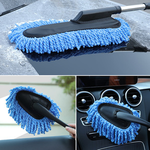 Brosse dépoussiérante pour voiture, bleue, à long manche extensible, en microfibre fine, outil de nettoyage pour le dépoussiérage des vitres de véhicule - Product Image 5