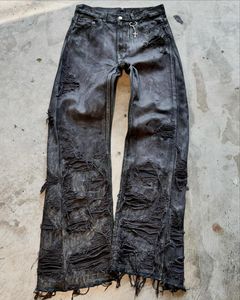 <span class=keywords><strong>Jeans</strong></span> da Uomo Personalizzati <span class=keywords><strong>Streetwear</strong></span> Effetto Vissuto Strappati Hiphop Sbiaditi Punk a Righe Effetto Spray Taglio Dritto Lavaggio Acido Denim Essenziali <span class=keywords><strong>Streetwear</strong></span> - Product Image 1