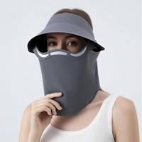 Masque facial de protection solaire infusé au collagène, ensemble 3-en-1, chapeau de soleil en nylon à motif uni, casquette de protection solaire extérieure de couleur unie