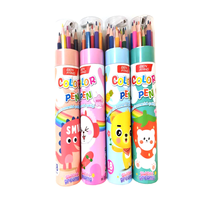 Ensemble de crayons de couleur en tube de papier 12/18/24/36 couleurs avec taille-crayon