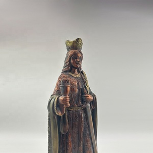 Statues Religieuses Artisanales en Polyrésine - <span class=keywords><strong>Figurine</strong></span> Sainte Barbe en Bronze avec Tour, Épée et Feuille de Palmier - Product Image 6