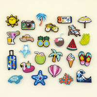 Breloques décoratives 2D en caoutchouc personnalisées pour chaussures, thème tropical plage voyage tournesol, pour sabots, vente en gros, direct usine