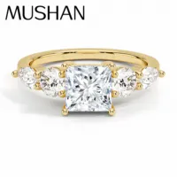 Bague Minimaliste en Argent Sterling 925 Plaqué Or 18K avec Moissanite MuShan, Bijoux de Luxe Brevetés MST pour Amie