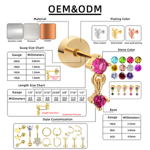 Venta al por mayor de acero inoxidable 304 chapado en oro Zirconia recta poste alfileres de <span class=keywords><strong>nariz</strong></span> <span class=keywords><strong>Piercing</strong></span> para el cuerpo joyería para ocasiones de fiesta y regalo - Product Image 4