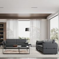 Ensemble de canapés de réception en cuir minimaliste moderne pour les zones de repos des bureaux