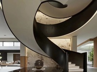 VIKO Escalier courbé de luxe de haute qualité avec bande de roulement en marbre