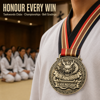 Médailles de Taekwondo Personnalisées Direct Usine OEM 3D Vente en Gros Sans MOQ Livraison Rapide en Alliage de Zinc Moulé sous Pression pour Tournois et Événements
