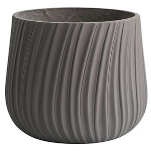 Pot de fleurs en céramique gris fait main, décoratif pour la maison, en fibre d'argile, grand pot de fleurs d'intérieur - Product Image 5