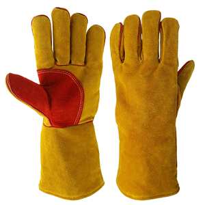 Guantes de soldadura con puños largos, guantes de trabajo de seguridad de cuero de vaca, guantes de cuero cosidos Kelvar - Product Image 1