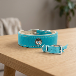 Collier pour chien en cuir de vachette 100% tendance, qualité supérieure, rembourré, avec rivets, motif uni, fabrication en gros - Product Image 2