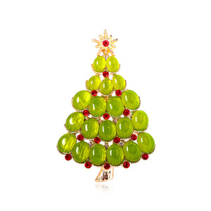 Broche Arbre de Noël en Alliage Plaqué Or avec Strass Verts, Unisexe, Idéale pour Cadeau de Fête, Mariage, Bijou de Décoration Festive - Product Image 2