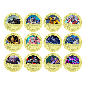 12 Pièces de Monnaie Commémoratives <span class=keywords><strong>Transformers</strong></span> du Film Américain, Personnages de Film, Pièces Dorées Double Face Plaqué Or, Cadeaux de Collection - Product Image 1